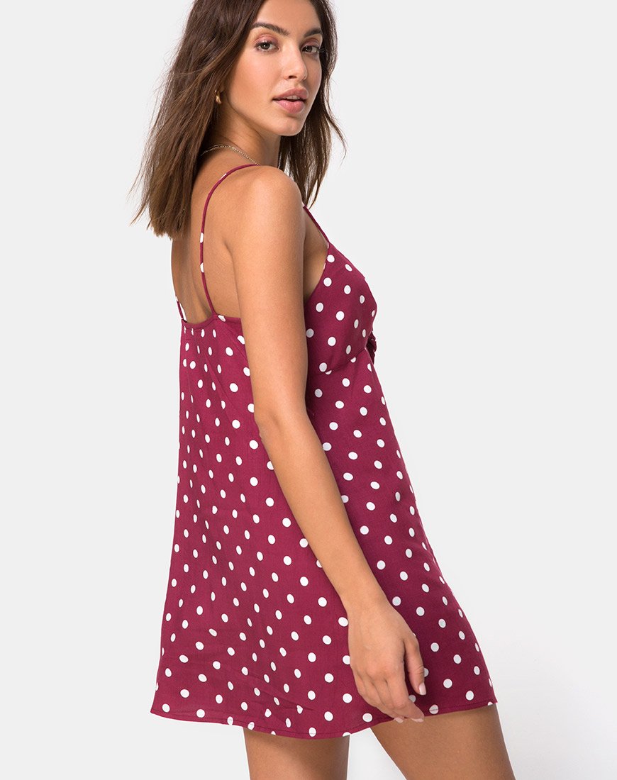 Roppan Slip Dress in Medium Polka Wein