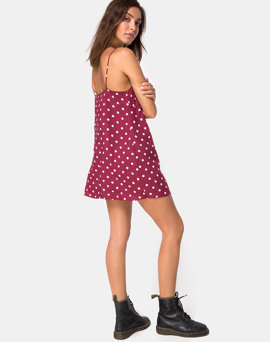 Image of Roppan Slip Dress in Medium Polka Wein