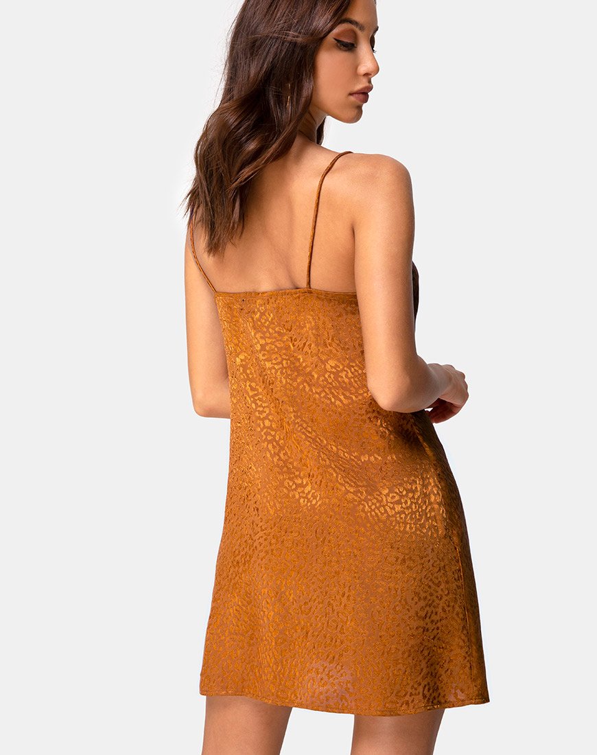 Ronina Kleid aus Gold Satin Cheetah