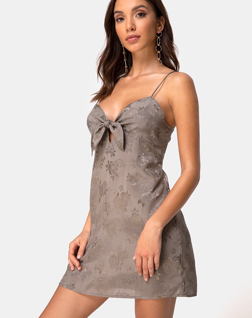 Ronina Kleid aus Satin Rose Silber Grau