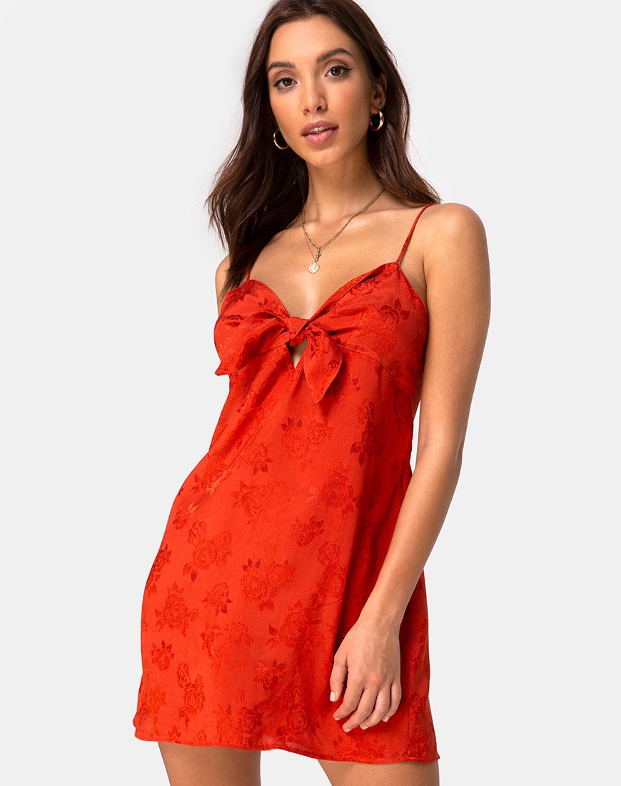 Roppan Slip-Kleid aus Satin Rose Rust