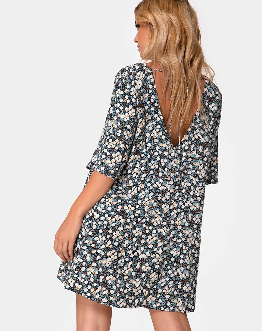 Image of Rosella Swing-Kleid in Floral Field Navy