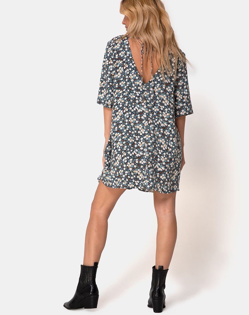 Image of Rosella Swing-Kleid in Floral Field Navy