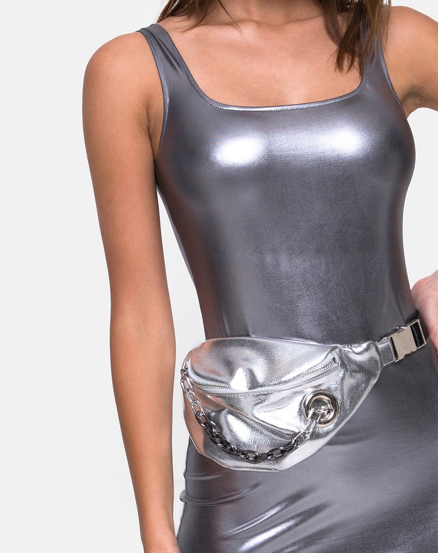 Image of Rosie Kleid in Metallic-Silber