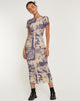 Image of Roska Bedrucktes Midikleid aus Mesh in Collage Floral Shadow Violett