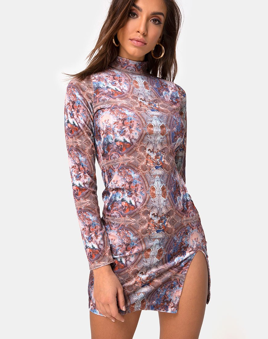 Rossel Kleid aus Samt mit Palastdruck