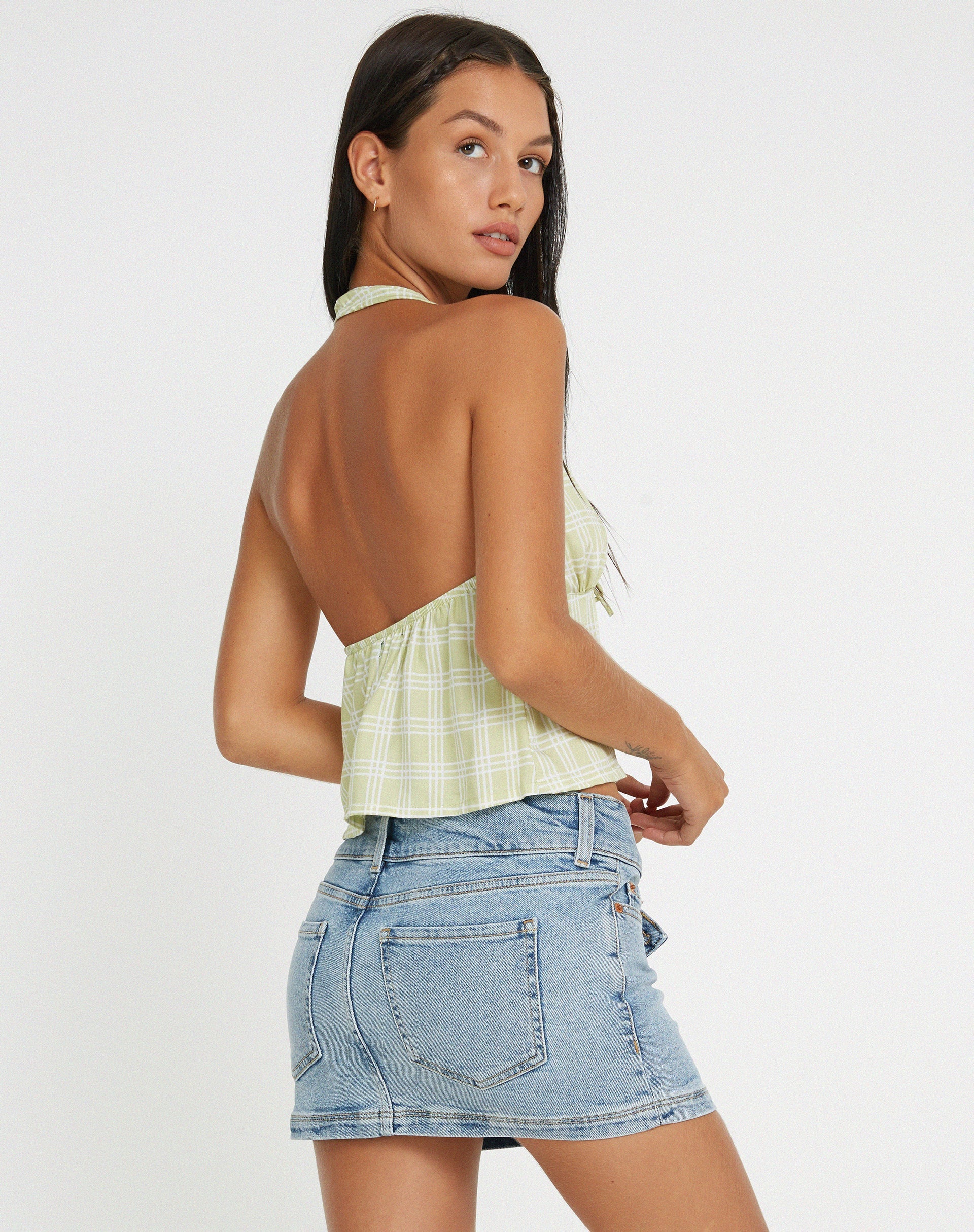 Bild von Roula Halter Top in Sage Check