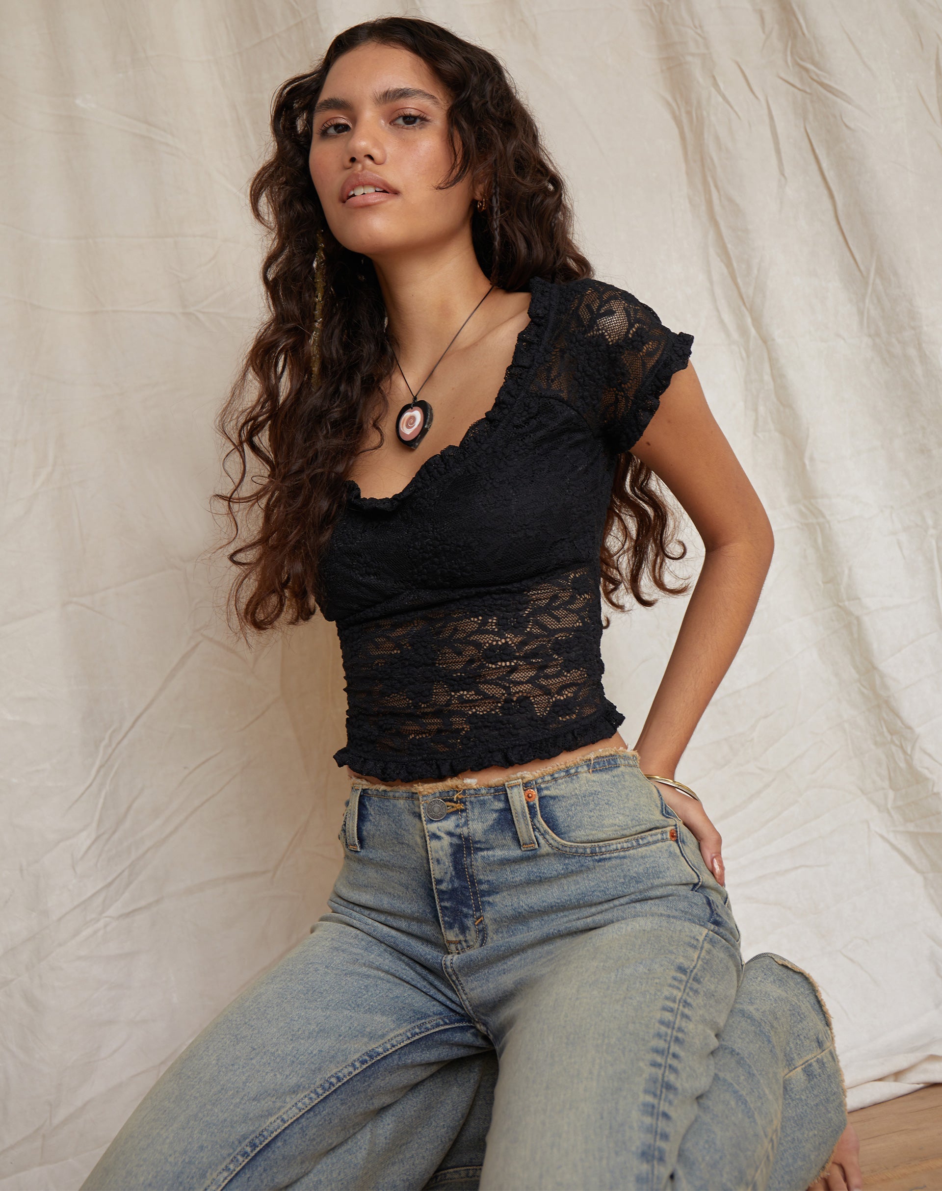 Bild von Rufte Top in Lace Black