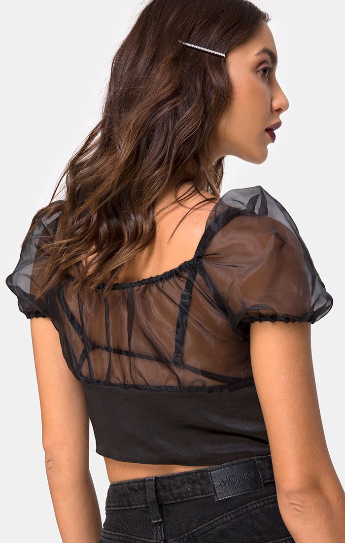 Ruina Top in Satin Schwarz