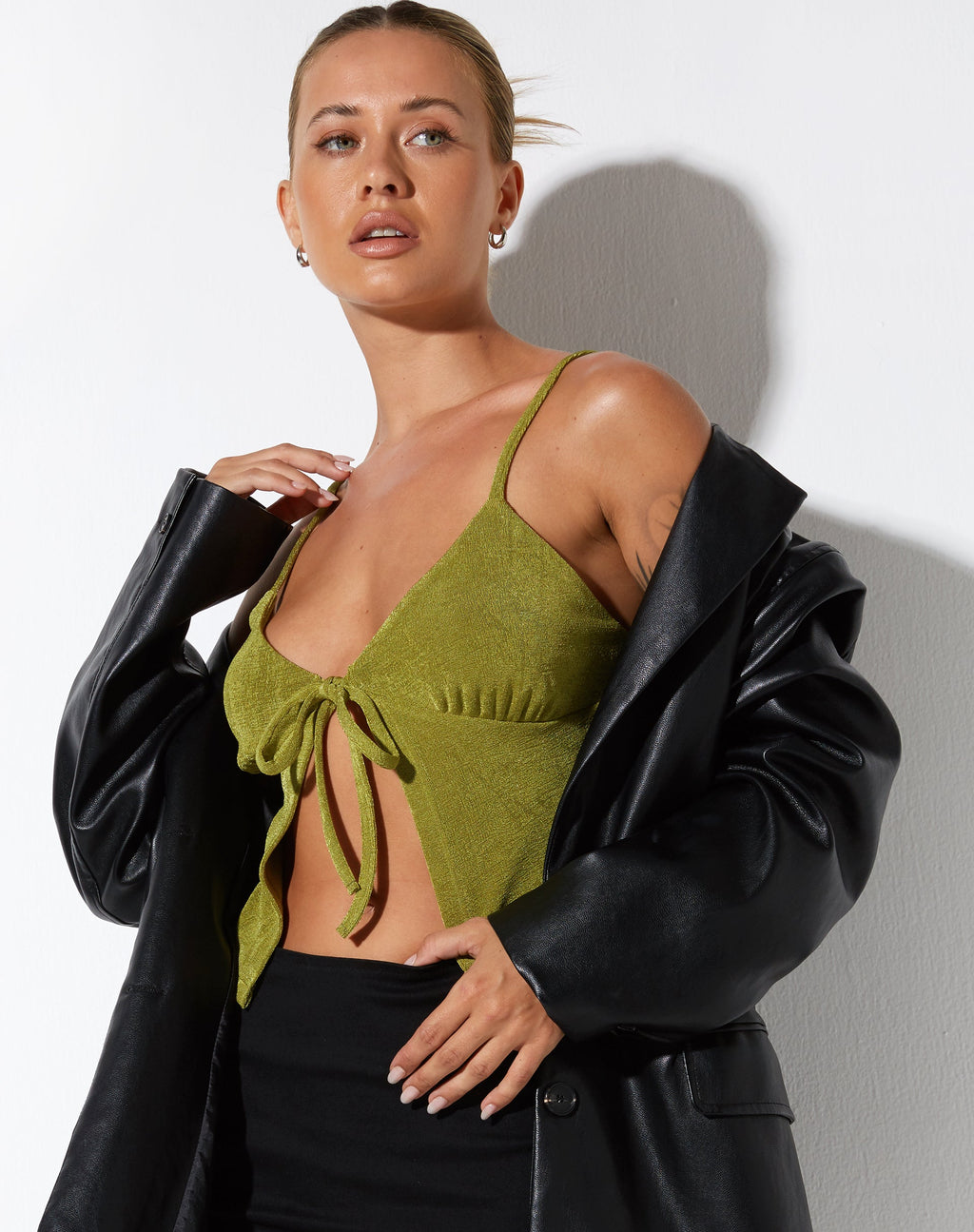 Rumak Top aus Krepp-Limette