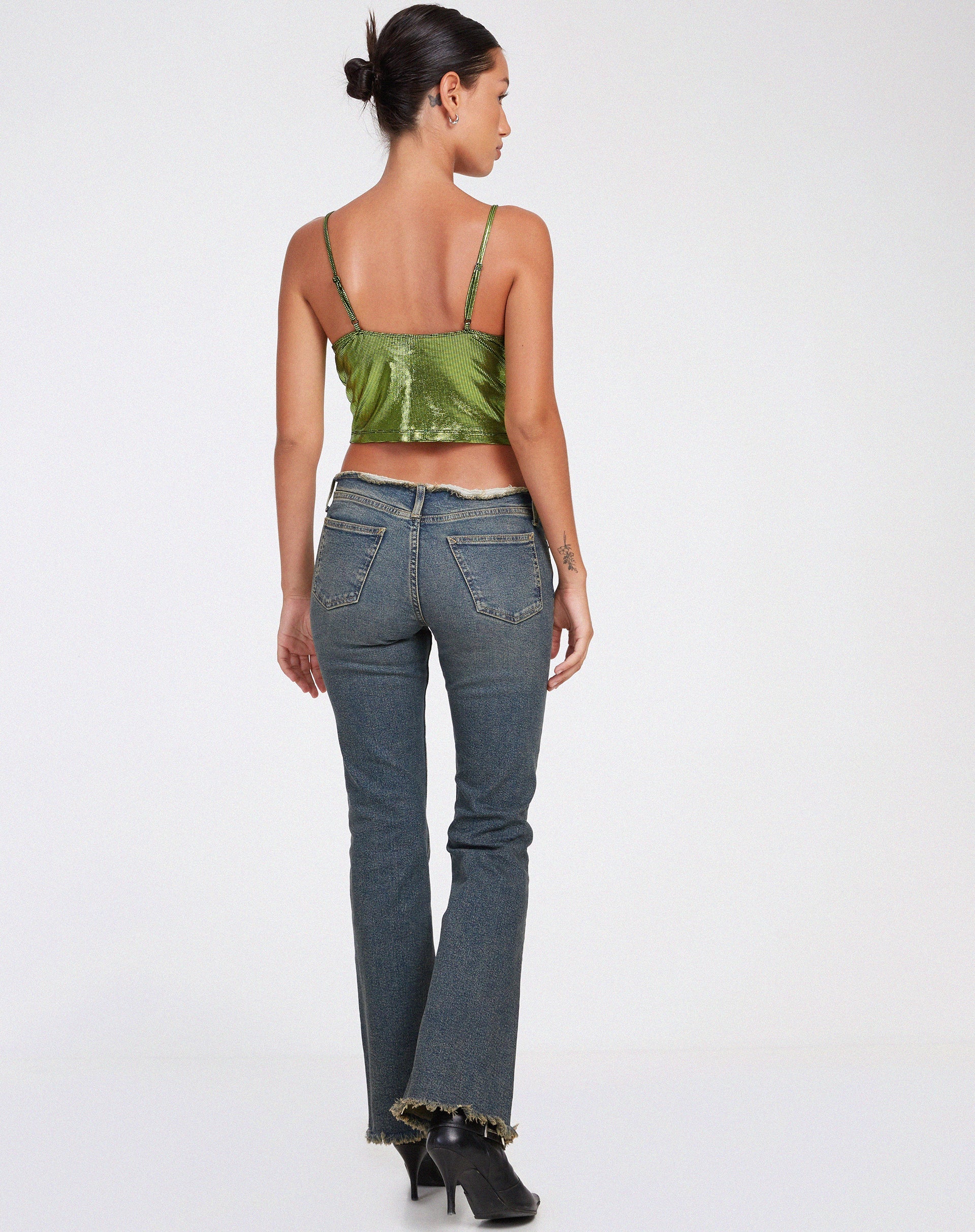Rumak Crop Top in Holographisch Limette