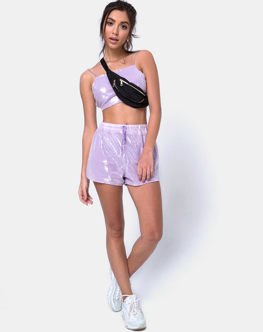Bild von Runner Short in Matte Mini Pailletten Flieder