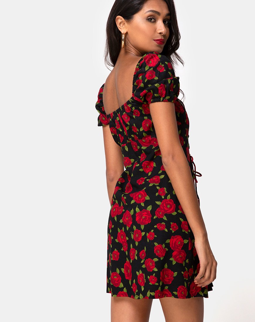Image of Ruzenta Minikleid in Roaming Rose Schwarz