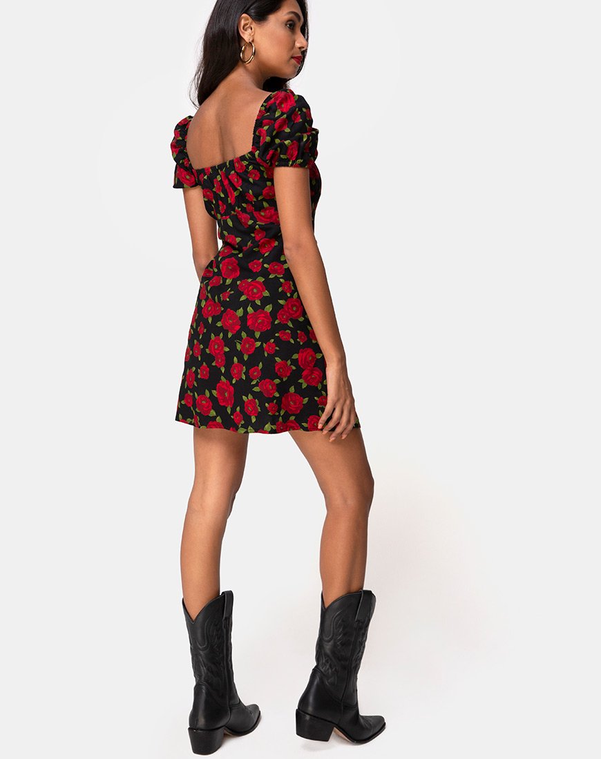 Image of Ruzenta Minikleid in Roaming Rose Schwarz