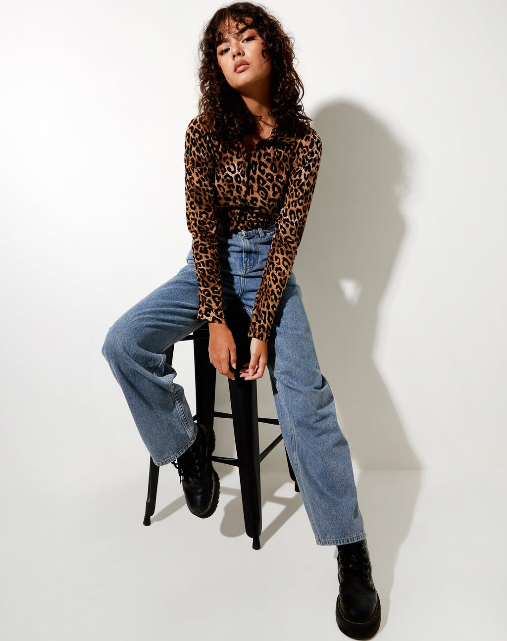 Ryals Crop Top in Nacht Leopard Braun