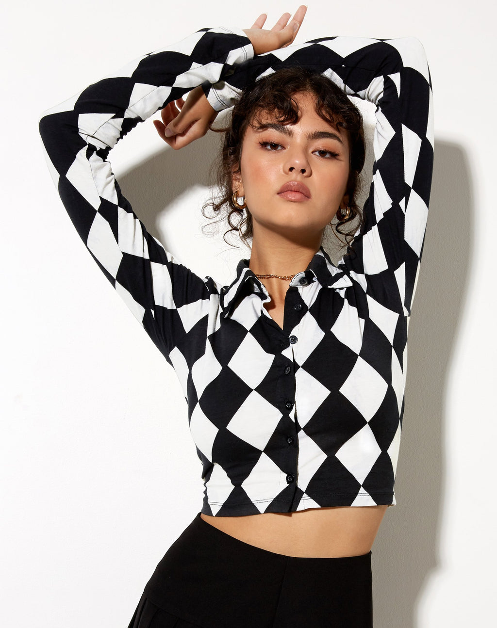 Ryals Crop Top in Harlekin Schwarz und Weiß