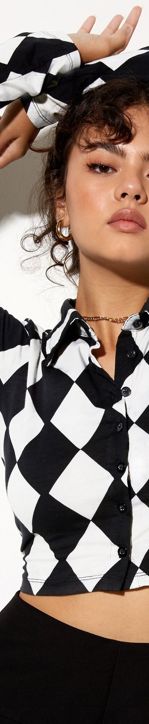 Bild von Ryals Crop Top in Harlequin Schwarz und Weiß