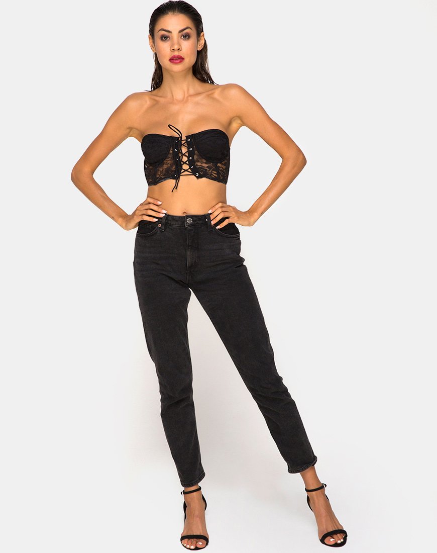 Image of Ryilup Bralet Top aus Spitze Schwarz