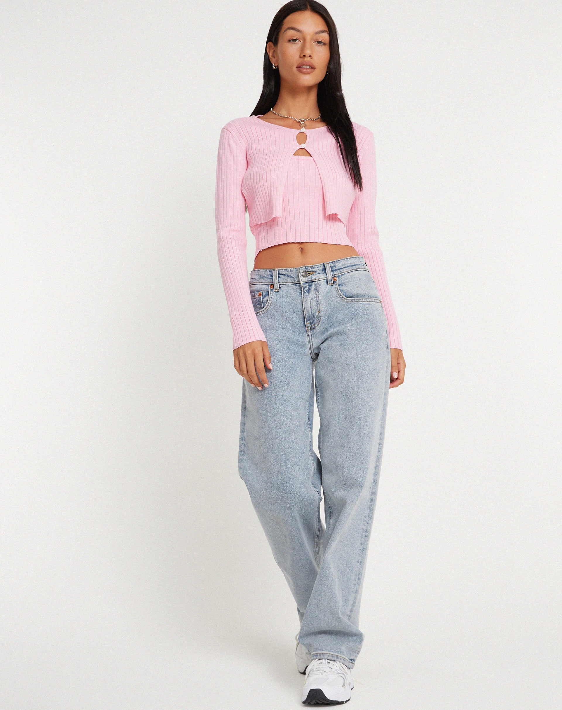 Bild von Sabai Button Up Cardi in Rosa