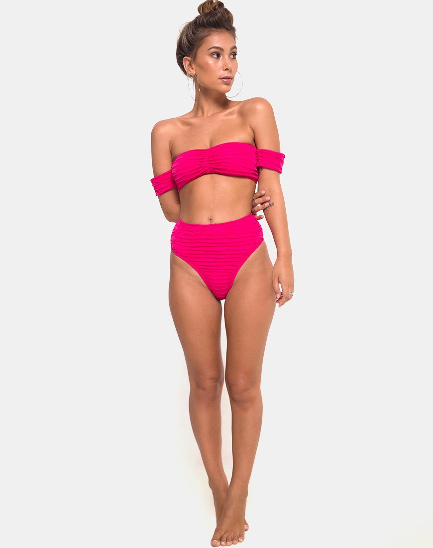 Bild von Shaca Bikini Bottom in 80s Crinkle Pink Highlighter