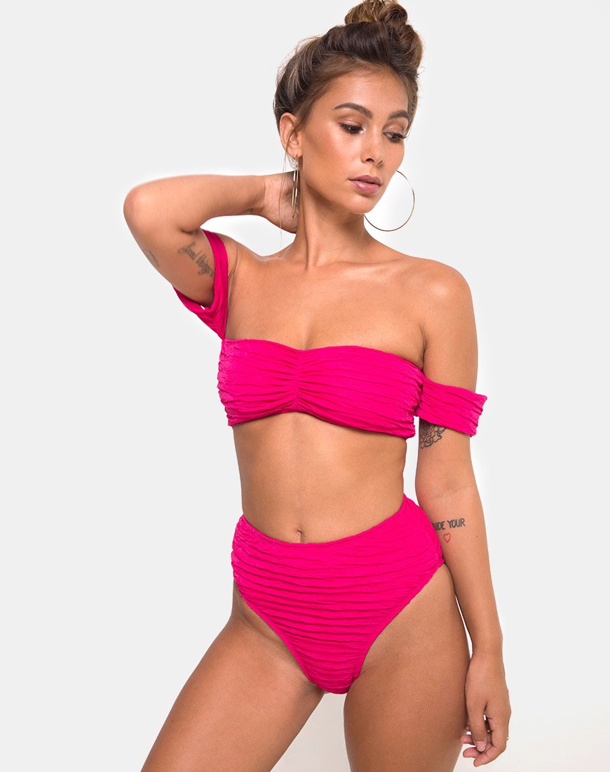 Bild von Shaca Bikini Bottom in 80s Crinkle Pink Highlighter