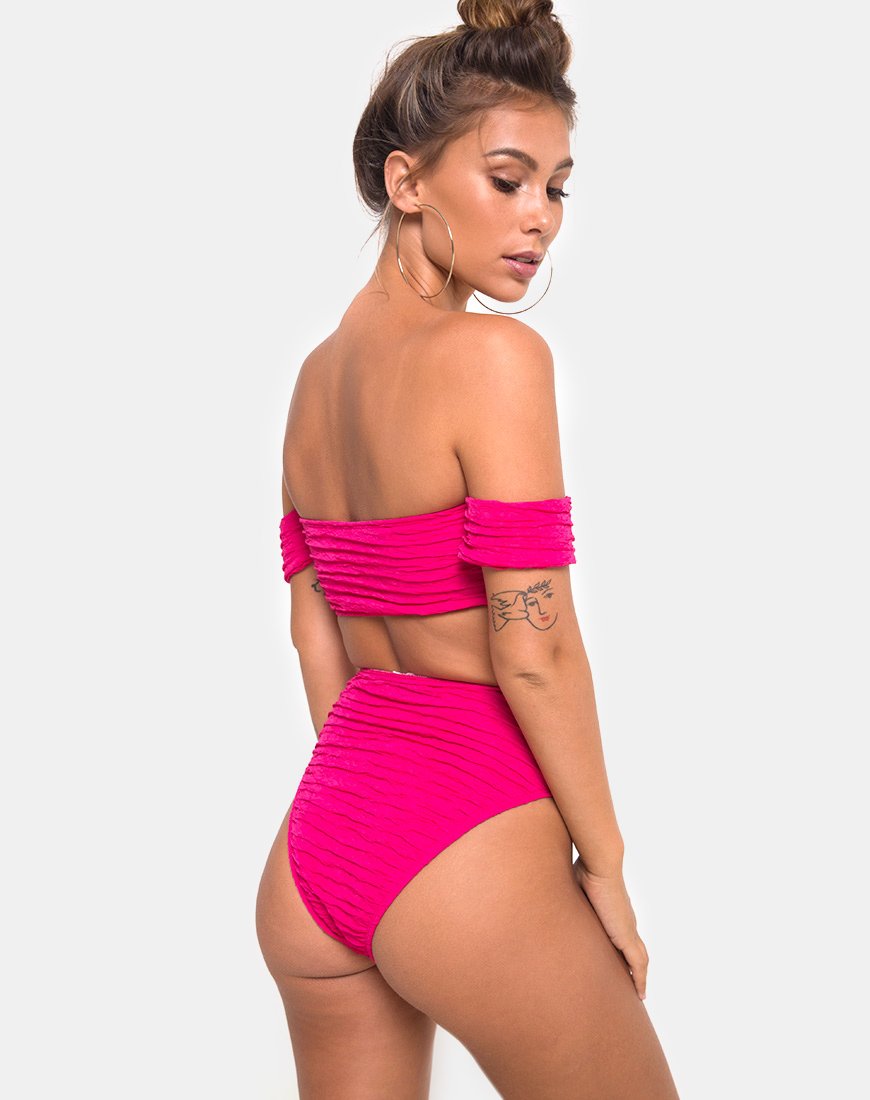 Bild von Shaca Bikini Bottom in 80s Crinkle Pink Highlighter