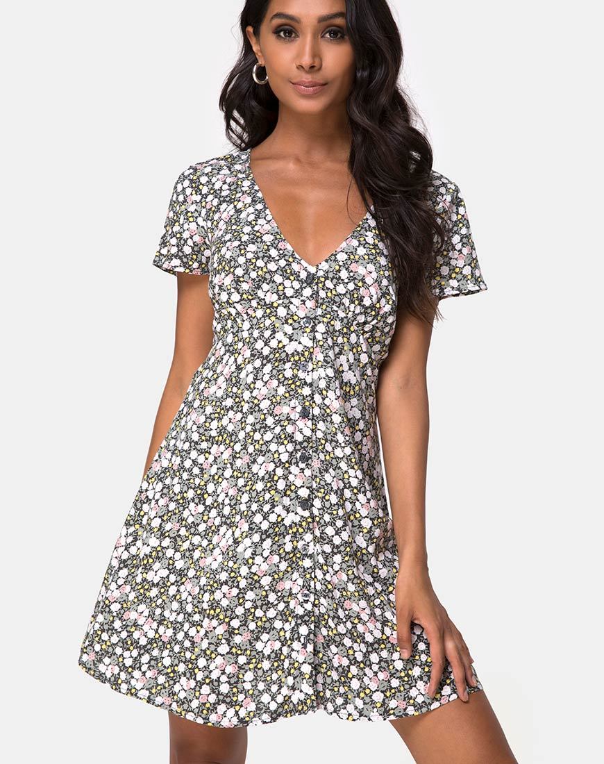 Sahara Tee-Kleid in Floral Field Olive