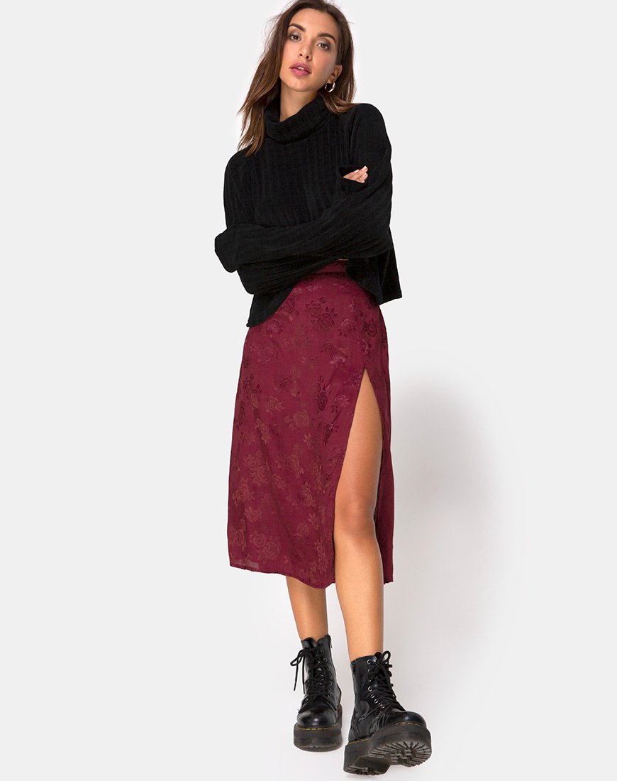 Saika Midirock aus Satin Rose Burgundy