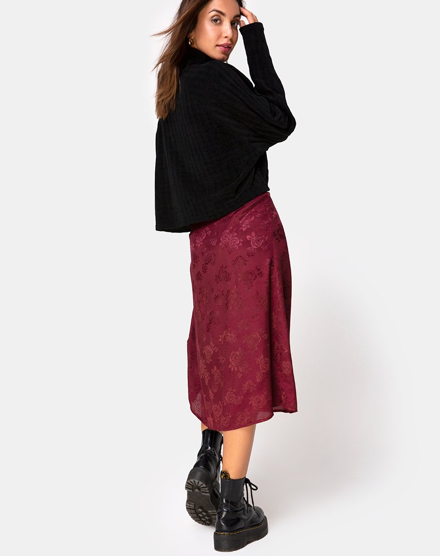 Saika Midirock aus Satin Rose Burgundy