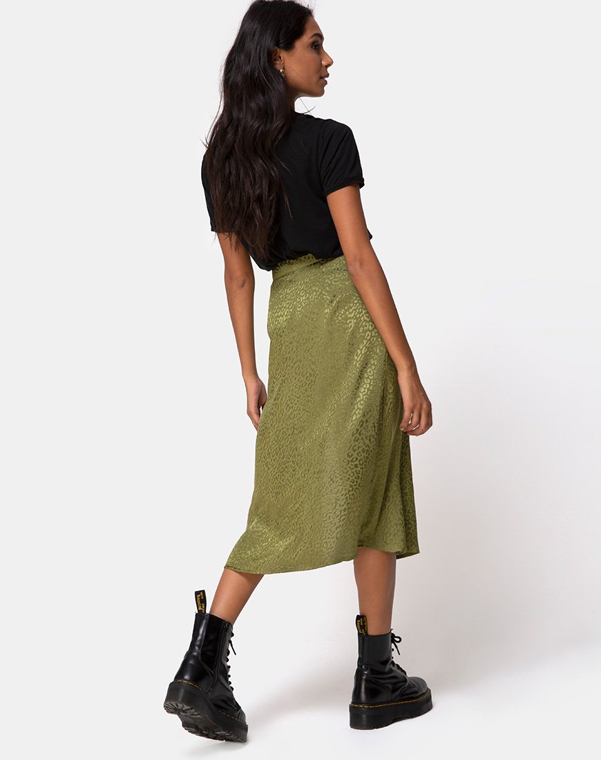 Saika Midirock aus Satin Gepard Khaki