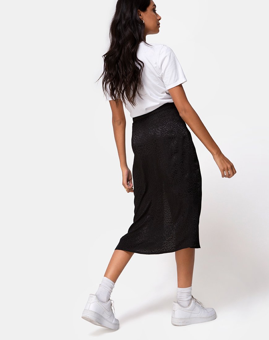 Saika Midirock aus Satin Gepard Schwarz