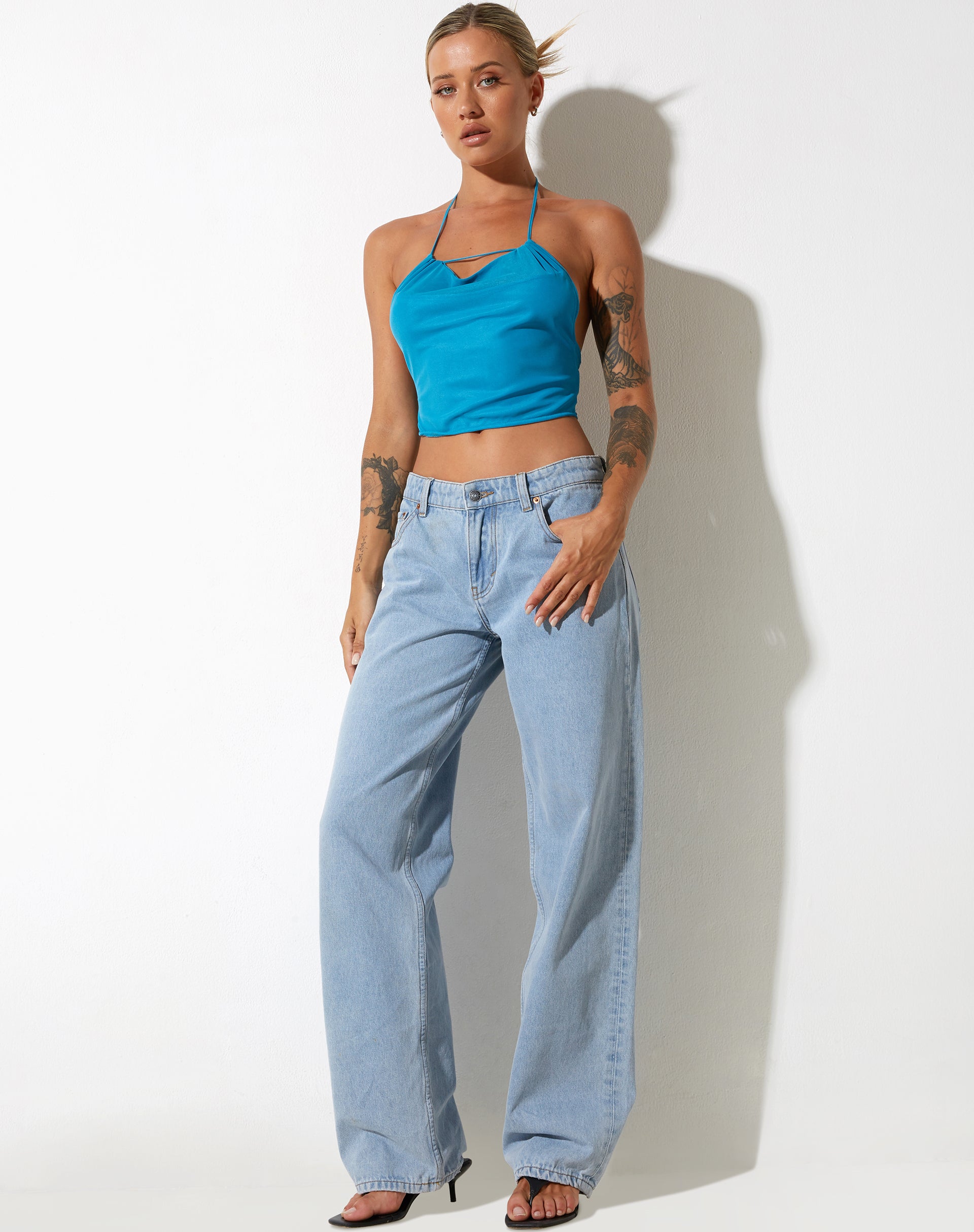 Bild von Salet Crop Top in Mesh Türkis
