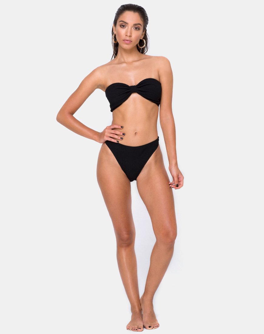 Samara Bikini-Unterteil aus Crinkle Rib Schwarz