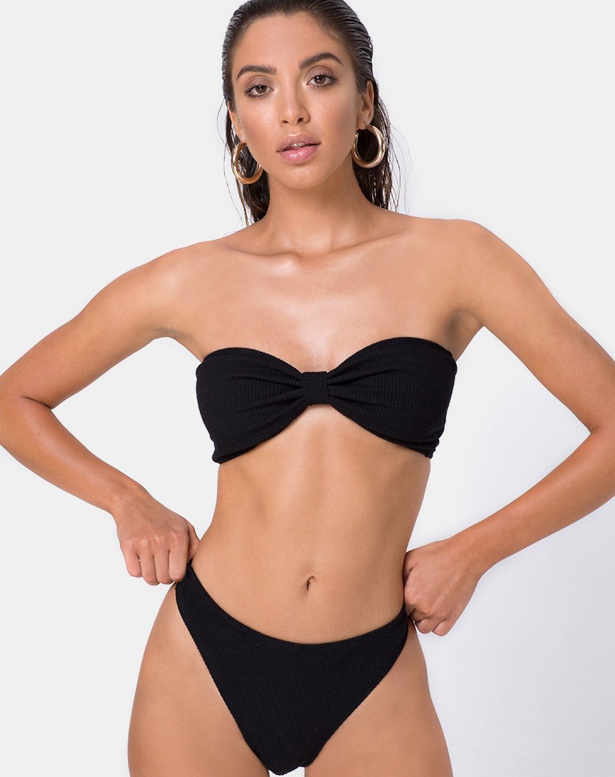 Samara Bikini-Oberteil aus Crinkle Rib Schwarz