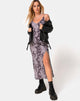Image of Samia Midikleid in Grau gebleicht Tie Dye