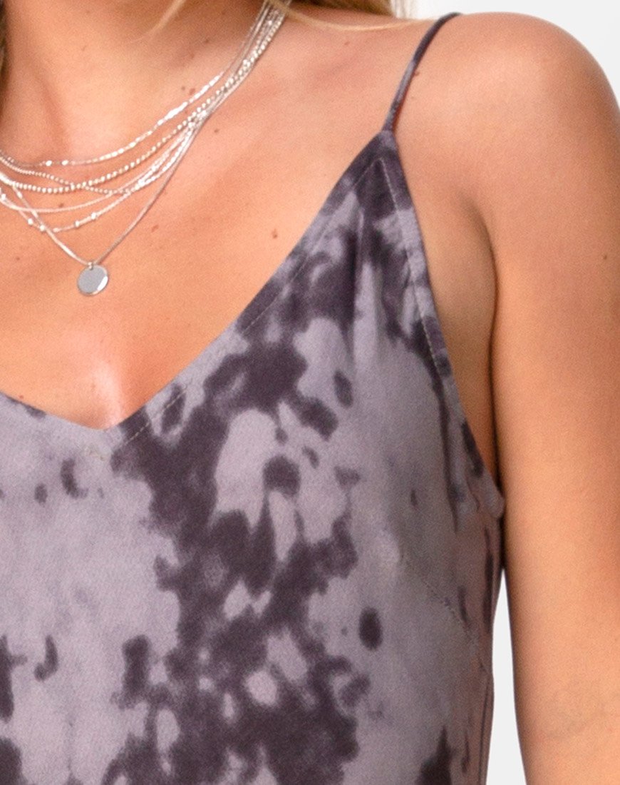Image of Samia Midikleid in Grau gebleicht Tie Dye