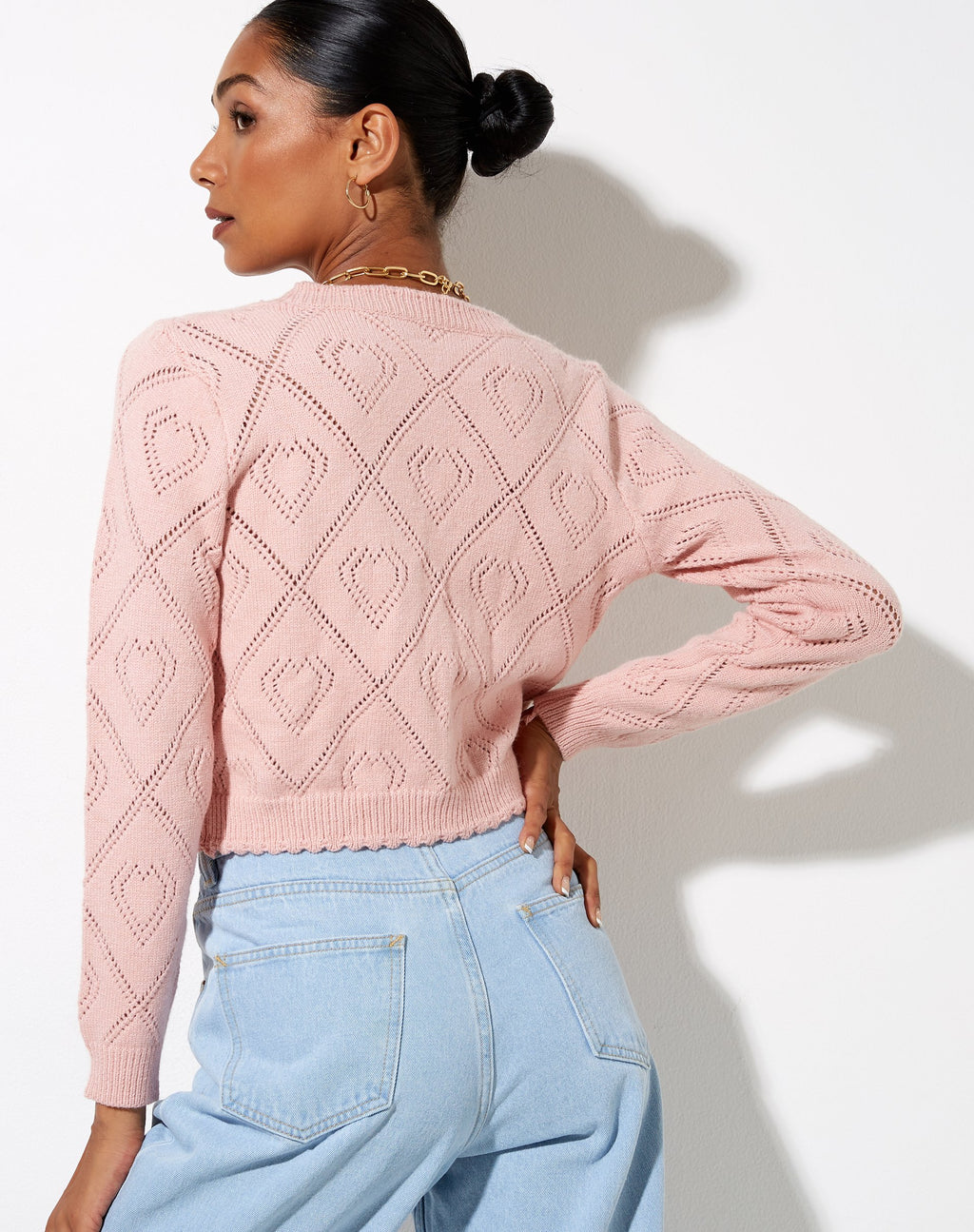 Samo Strickjacke in Diamant- und Herzrosa