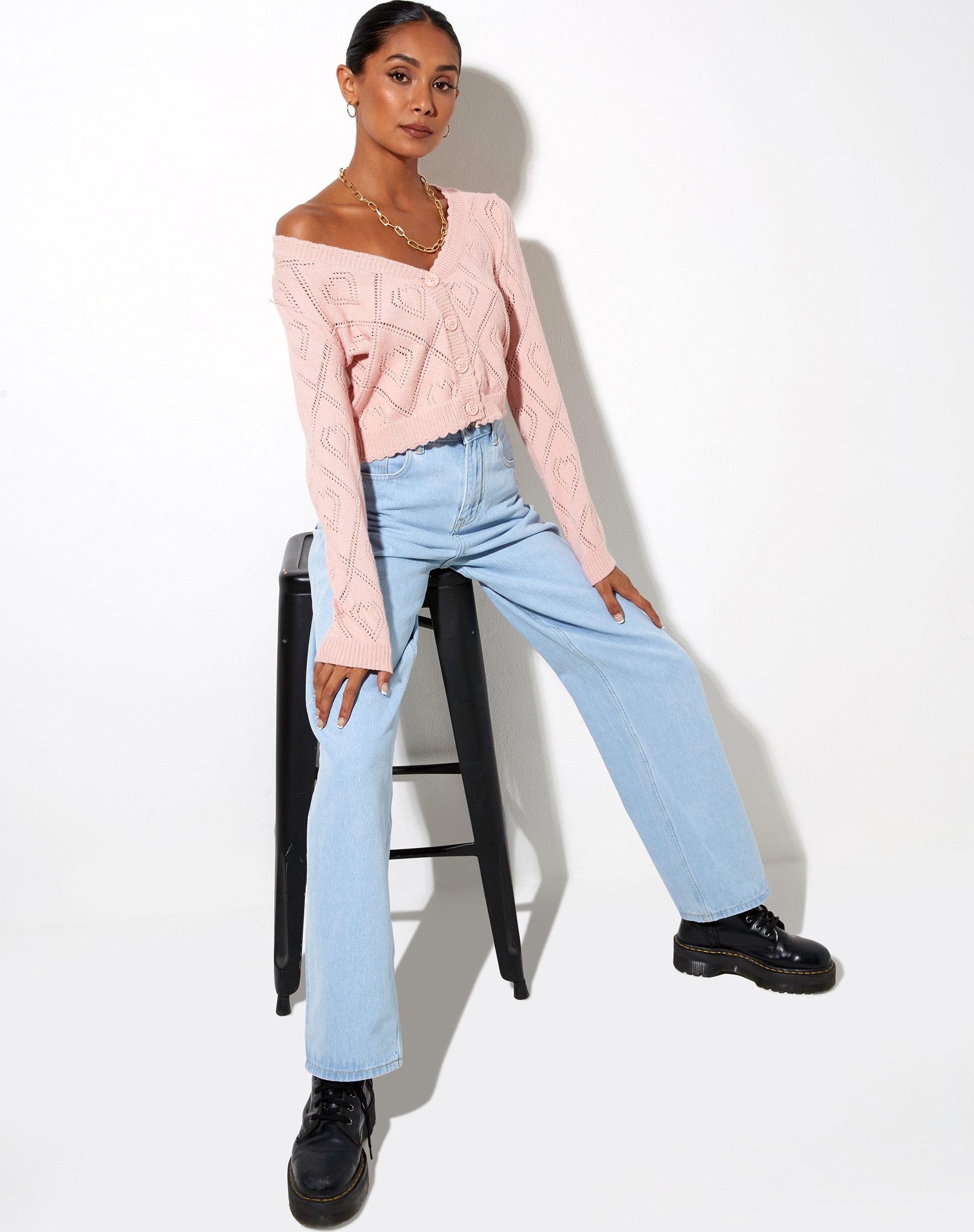 Bild von Samo Cardigan in Diamant und Herz Rosa