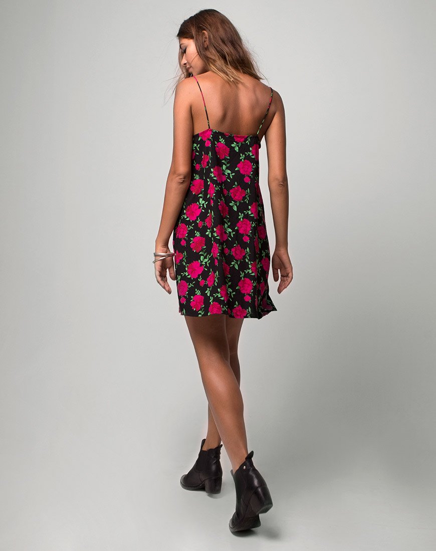 Image of Sanna Slip Dress in Valeria Rose Schwarz und Rot