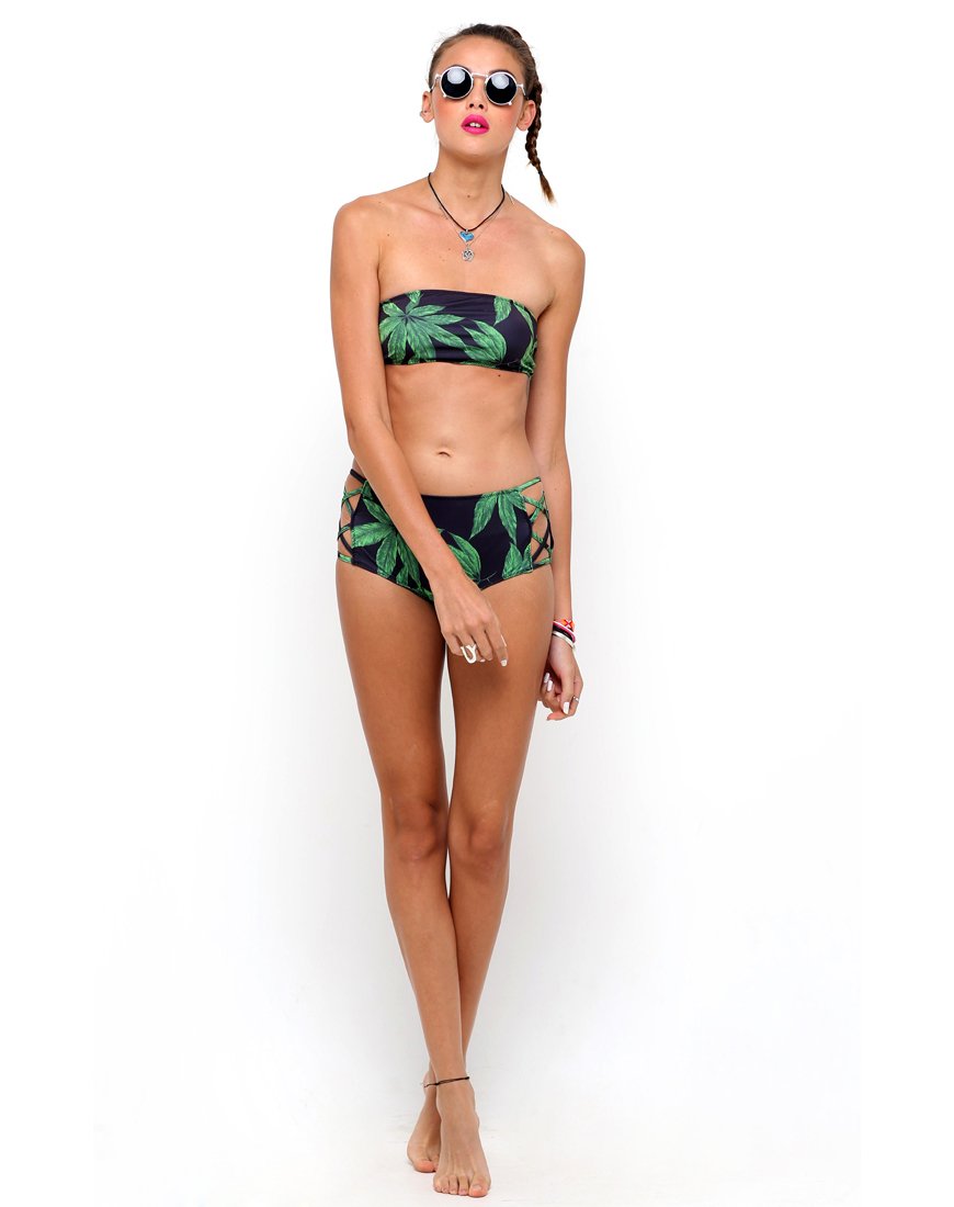 Image of Sandrift Trägerloses Bikini-Unterteil in Palm Leaf Green