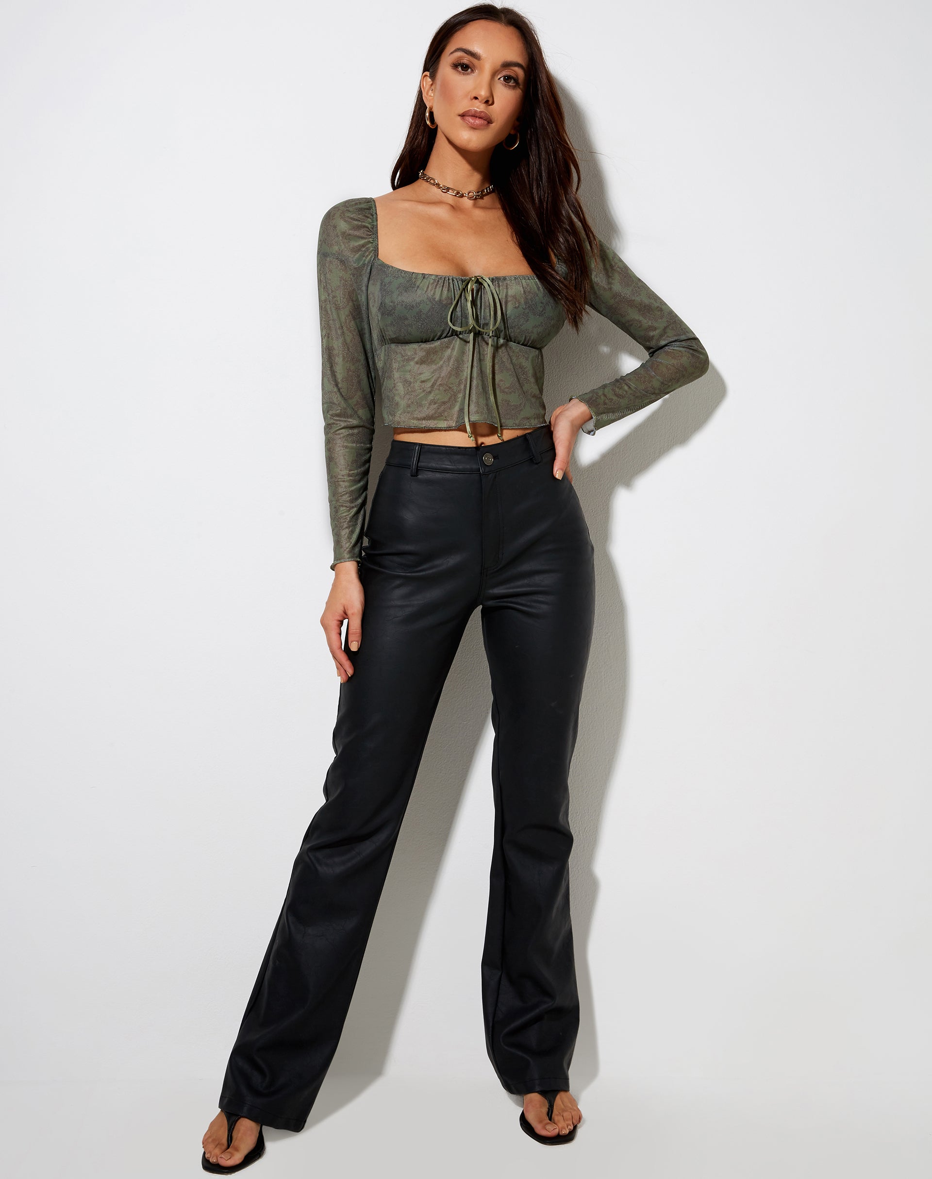 Bild von Sanila Crop Top in Mono Paisley Grün