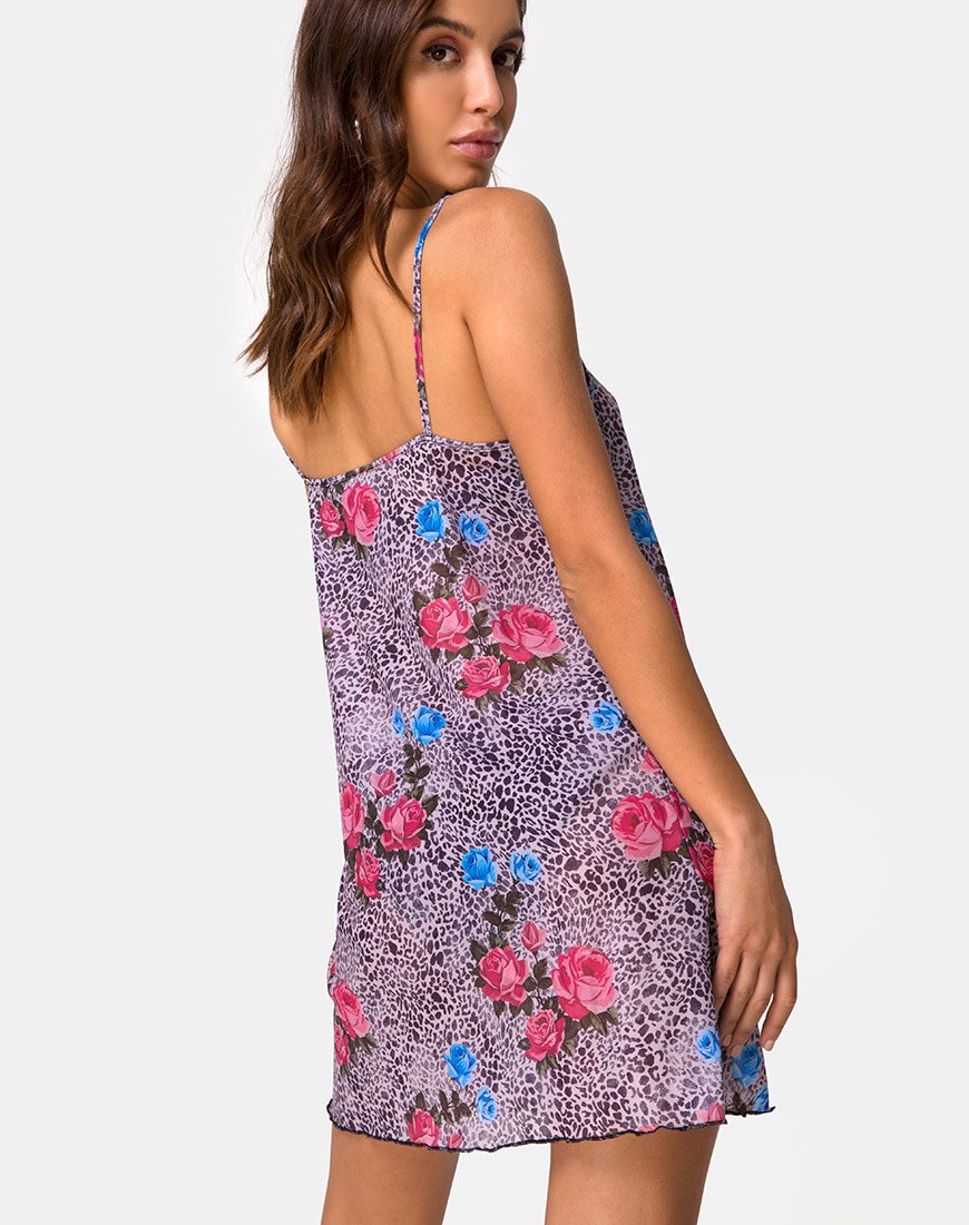 Sanita Kleid in Dschungelrose Print Netz