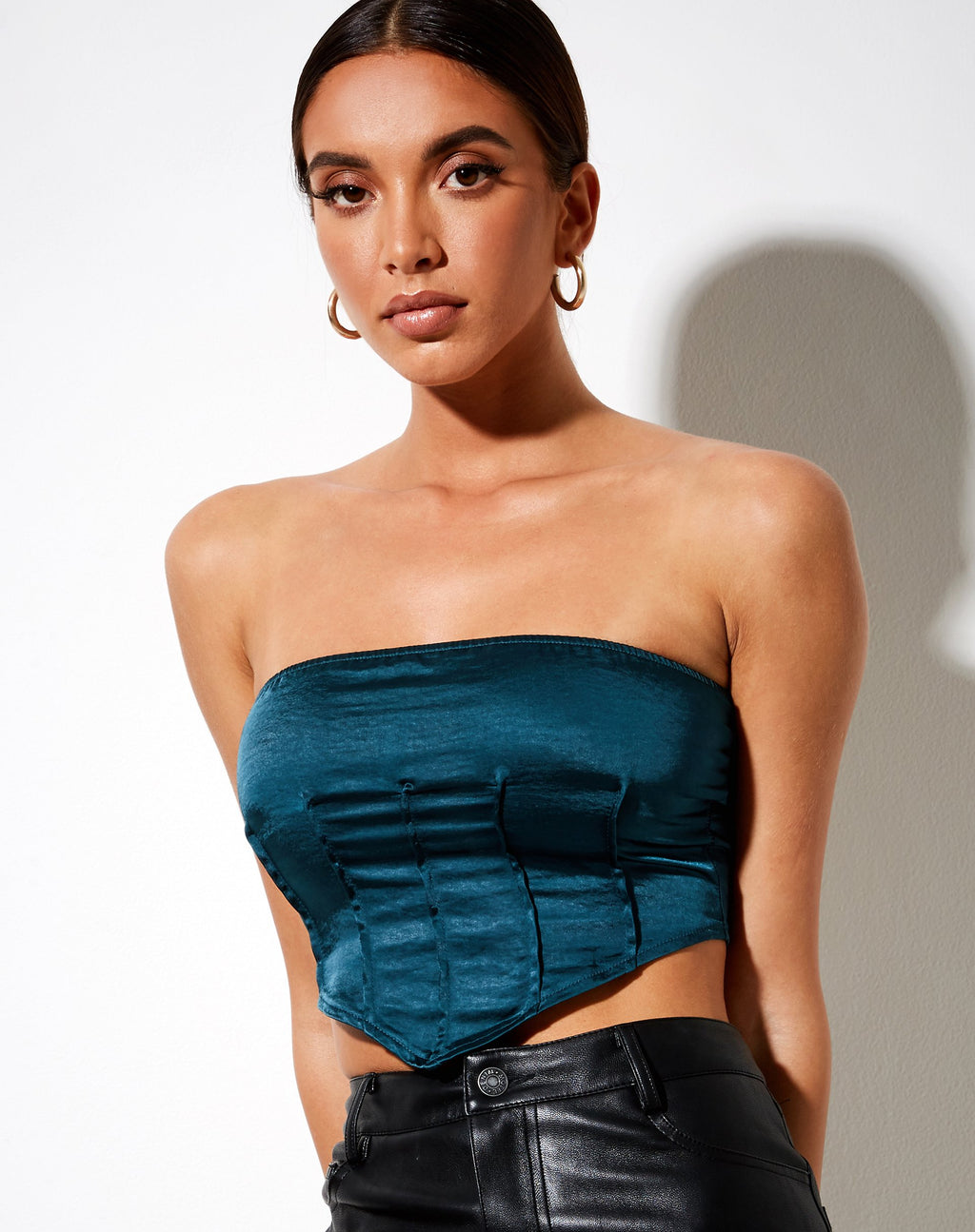 Sanja Bandeau-Top in Satin Teal