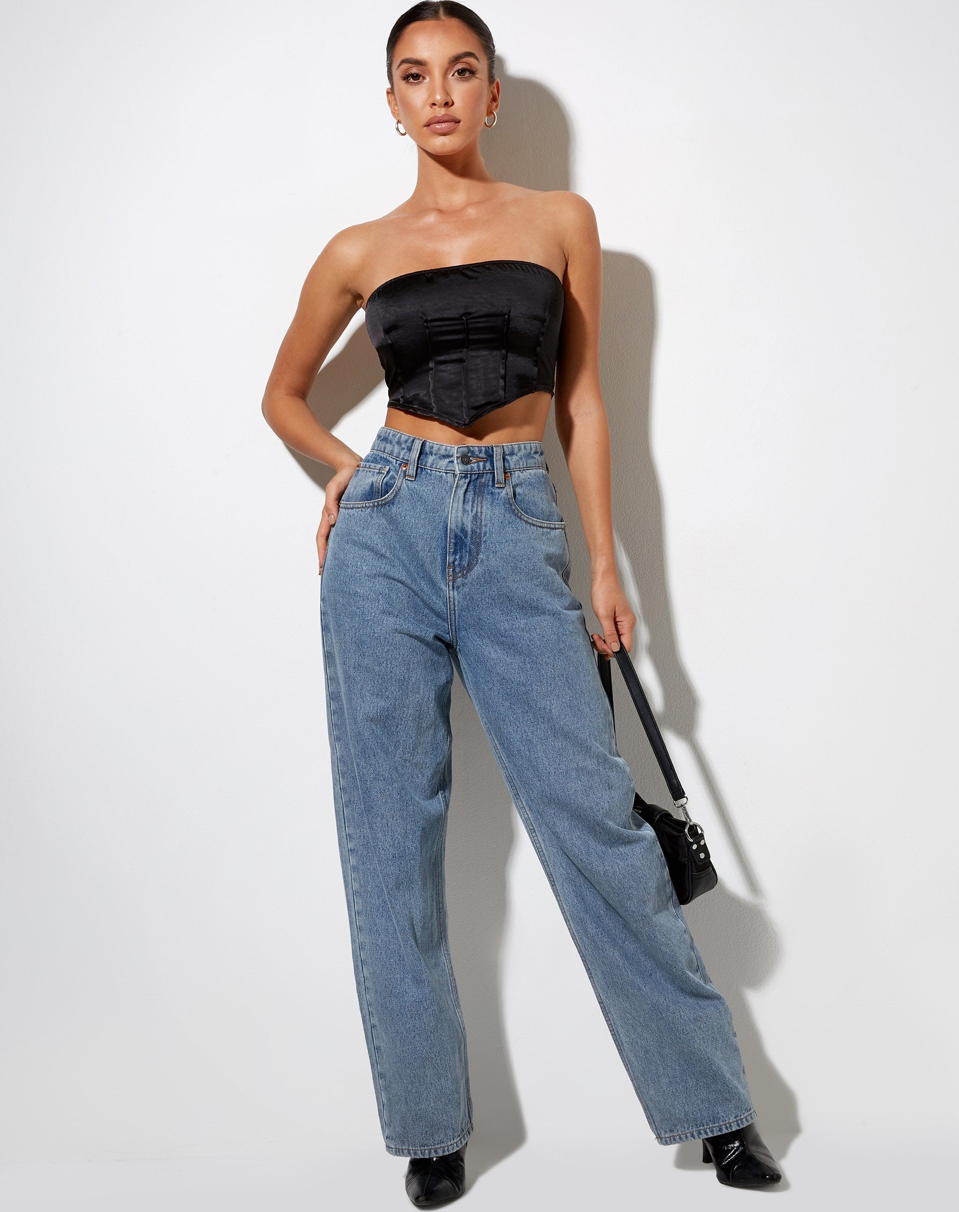 Image of Sanja Bandeau-Top in Satin Schwarz