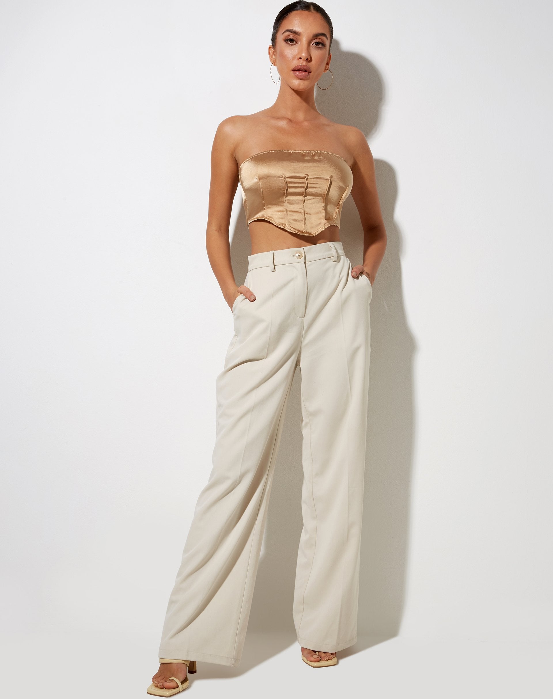 Image of Sanja Bandeau-Top aus Satin Golden Sand