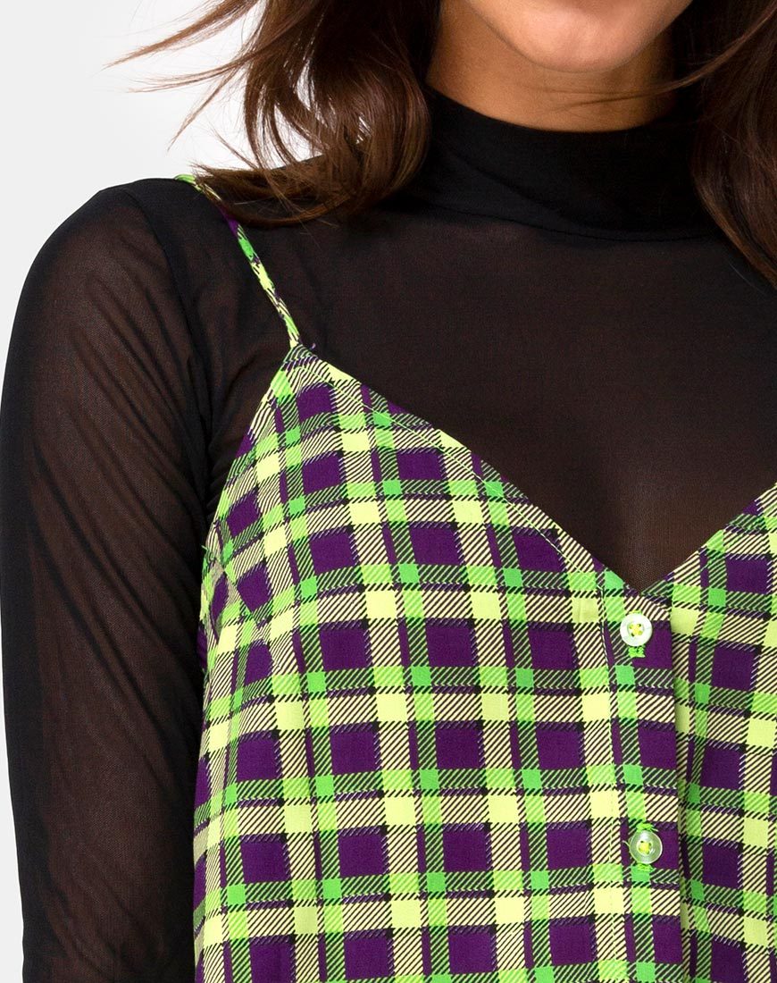 Image of Sanna Slip Dress in Grün und Lila Karo