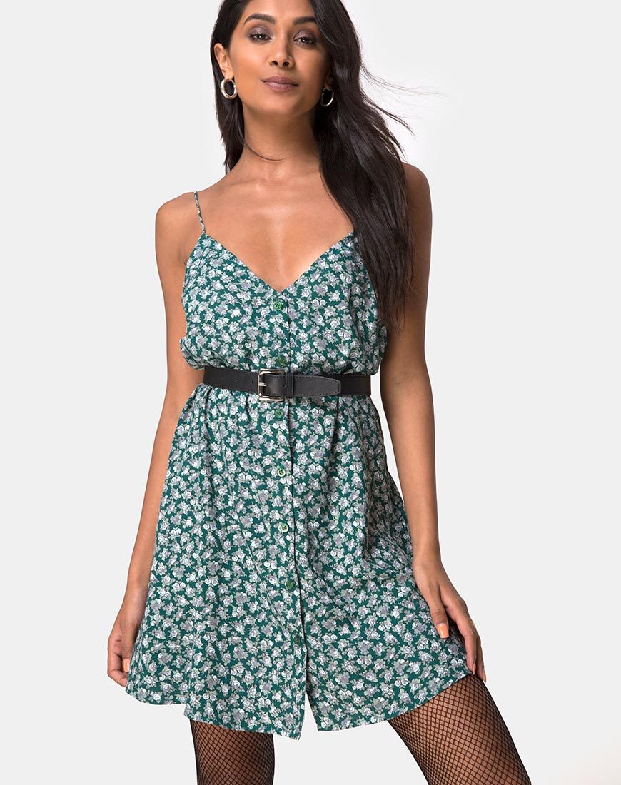 Sanna Slip Dress in Floral Bloom Grün