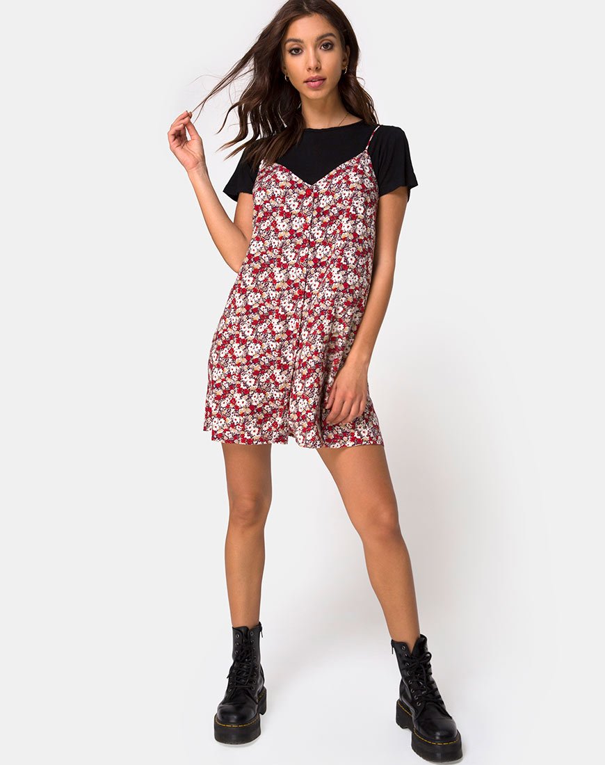 Bild von Sanna Slip Dress in Floral Charm Rot