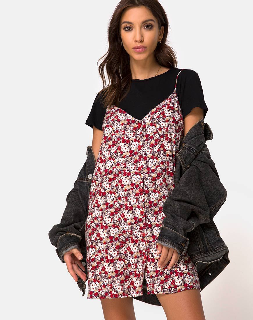Bild von Sanna Slip Dress in Floral Charm Rot