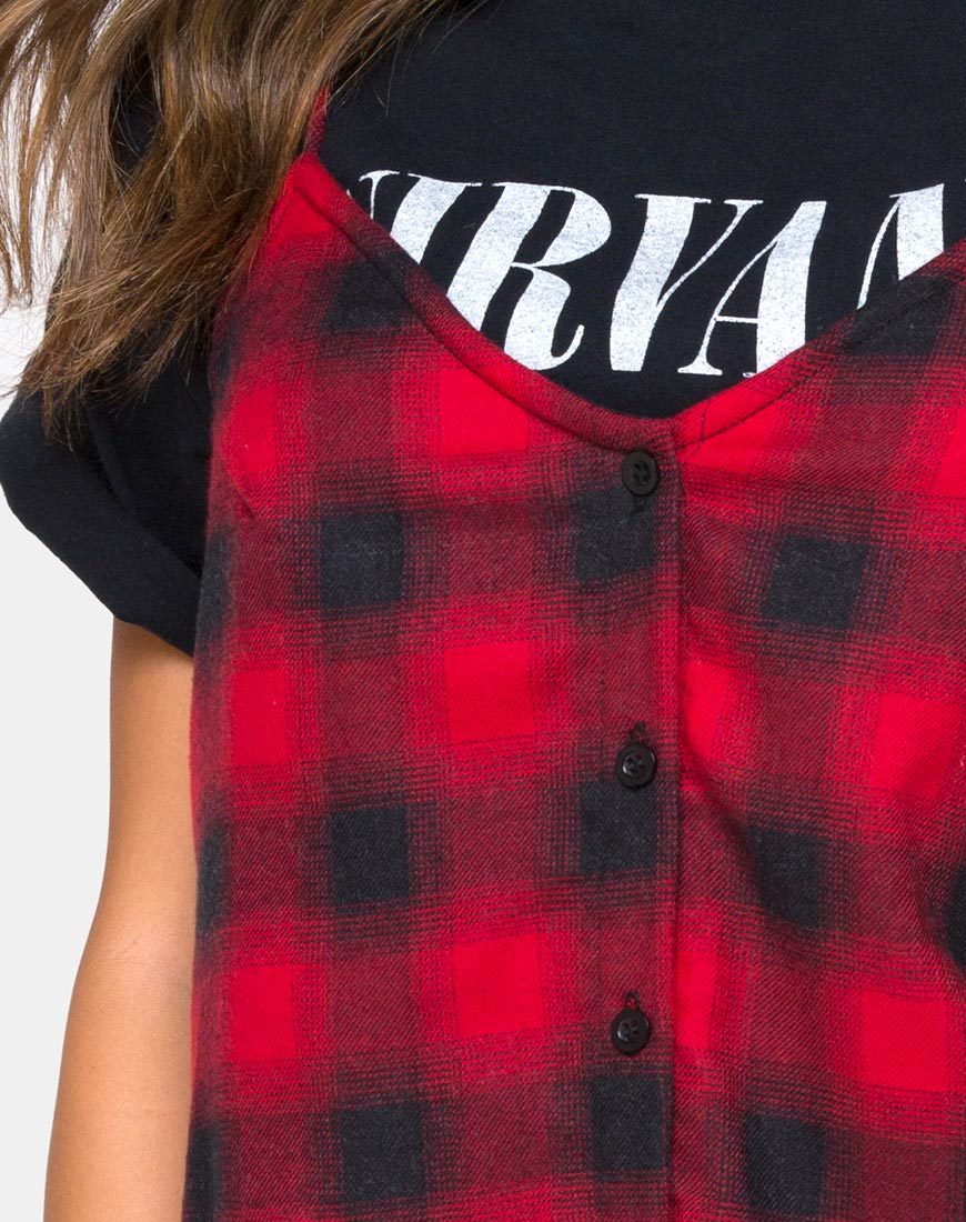 Image of Sanna Slip Dress in Plaid Rot Schwarz